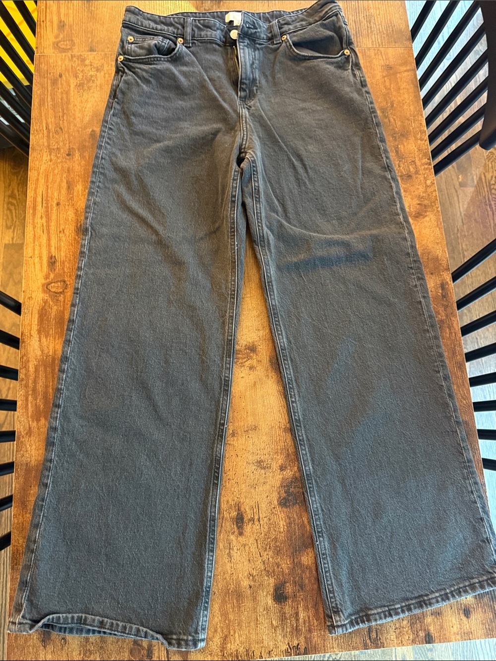H&M Women's Dark Gray Wide Leg Jeans